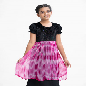 Black Sparkle Velvet A-line Frock