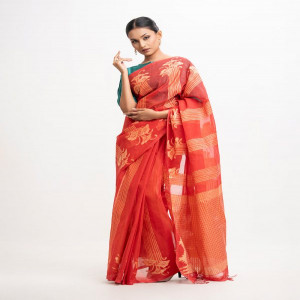 Red Cotton Saree