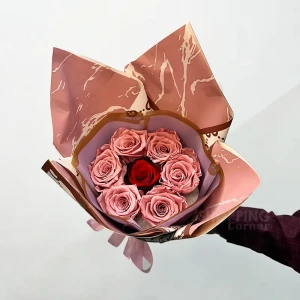 Majestic Preserved Pink And Red Flower Bouquet