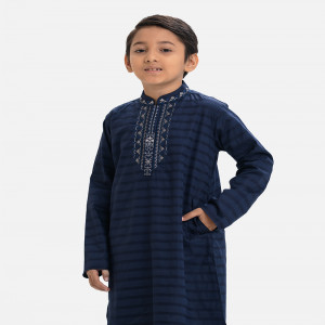 Blue Cotton Jacquard Panjabi