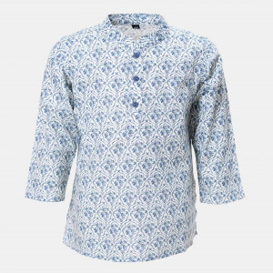 White Cotton Printed Panjabi