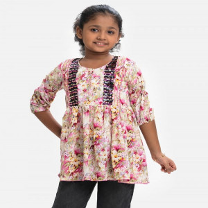 Printed Georgette A-line Kids Tunic