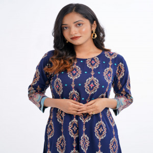 Navy Blue Georgette Straight-Cut Kameez