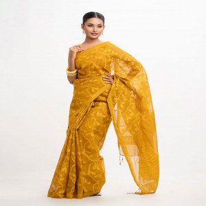 Mustard Yellow Cotton Saree