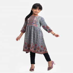 Printed Georgette A-line Kids Tuni