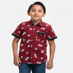 Red  Cotton Casual Shirt