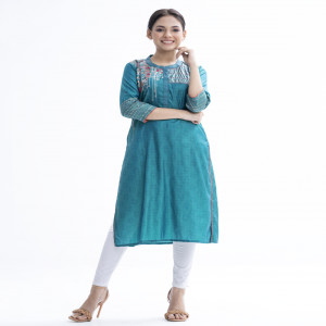 Teal Blue Silk Kameez