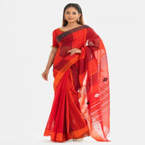 Red Cotton Saree