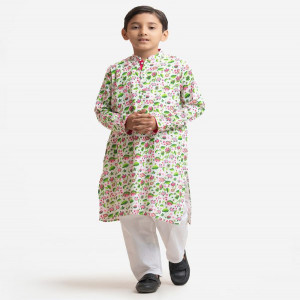 White  Viscose Kids Panjabi