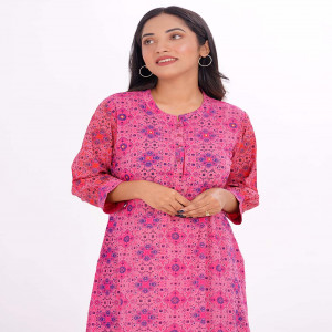 Pink Viscose Straight-Cut Kameez