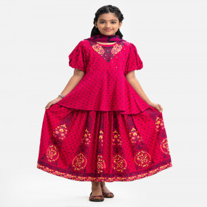 Pink Viscose Ghagra Choli Set