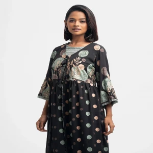Black Georgette Tunic With Shrug