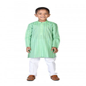 Mint Green Cotton Printed Panjabi for Junior Boys