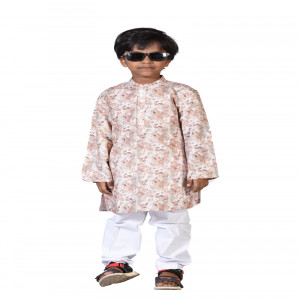 Brown Cotton Printed Panjabi for Boys