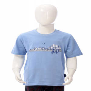 Sky Blue Cotton Printed T-Shirt for Boys