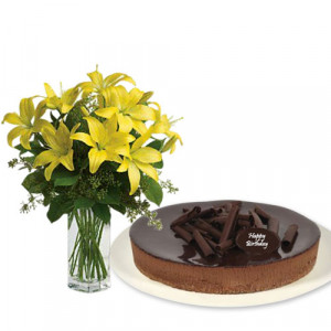 lilies-bouquet-with-chocolate-cheesecake-1