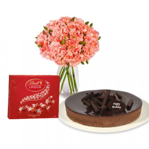 pink-carnations-with-chocolate-cheesecake-lindt-chocolate-box