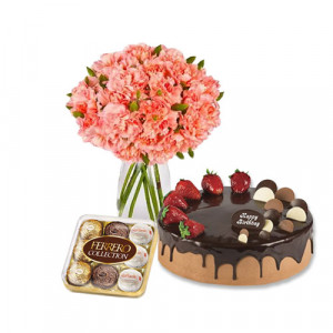 pink-carnations-with-choco-strawberry-cake-ferrero-rocher