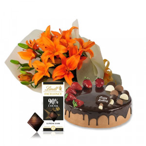 orange-lilies-with-choco-strawberry-cake-lindt-dark-chocolate