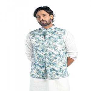 Bottle Green Cotton Printed Coaty