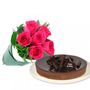 pink-roses-with-chocolate-cheesecake