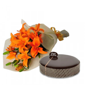 chocolate-mud-cake-with-orange-lilies-1