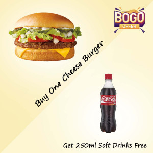 Buy One Cheese Burger Get 250ml Drinks Free
