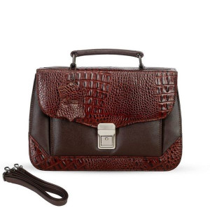Croco-Design Handbag Ladies (Brown)