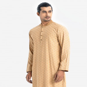 Brown Viscose Semi Fitted Panjabi
