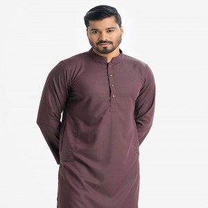 Brown Jacquard Semi Fitted Panjabi