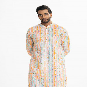 Multi-Color Cotton Semi Fitted Panjabi