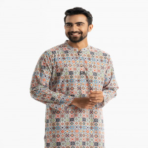 Multi-Color Cotton Semi Fitted Panjabi