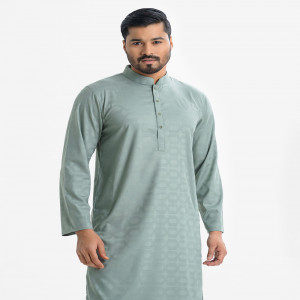 Green Jacquard Semi Fitted Panjabi