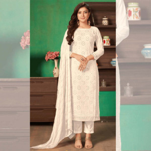 Chikankari Georgette Embroidered Dress Material