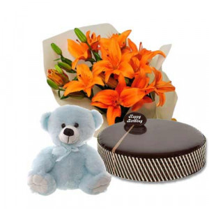 chocolate-mud-cake-with-orange-lilies-8-inch-teddy