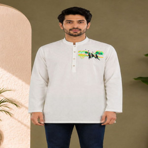 Off White Jacquard Cotton Printed Fatua