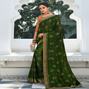 Foil Worked Silk Georgette Saree