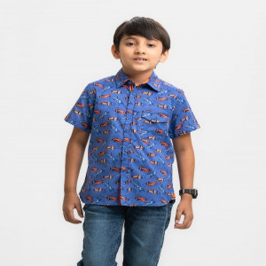 Purple cotton Sort Sleeve Casual Shirt