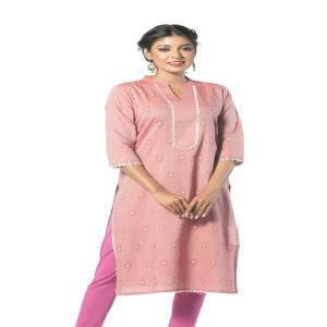 Brick Red Cotton Printed Kurti