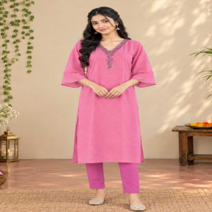 Mauve Georgette Embroidered Kurti