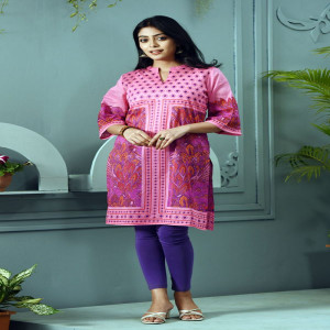 Pink Voile Printed Kurti