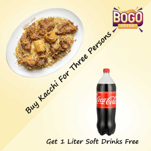 Buy One Kacchi 3 Persons Get 1 litter Soft Drinks Free