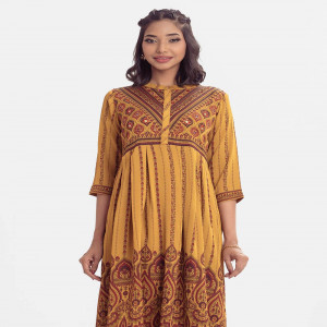 Brown Crepe Frock Style Long Tunic