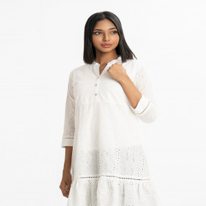 White Cotton A-line Tunic