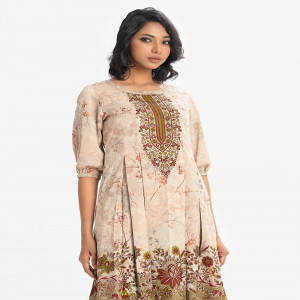 Brown Satin A-line Tunic