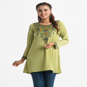Brown Satin A-line Tunic