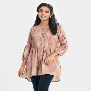 Nude Satin A-line Tunic