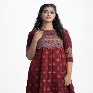 Red Crepe A-Line Tunic