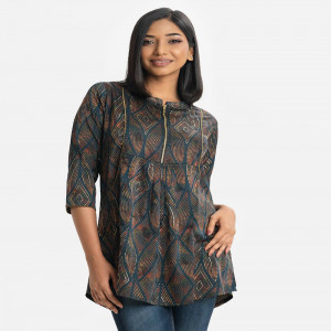 Green Jacquard A-line Tunic