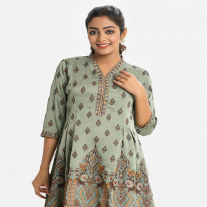 Olive Green Crepe A-line Tunic